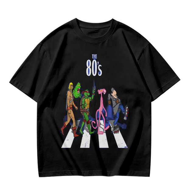 80s Cartoon Characters Abbey Road Crossing Graphic T-Shirt