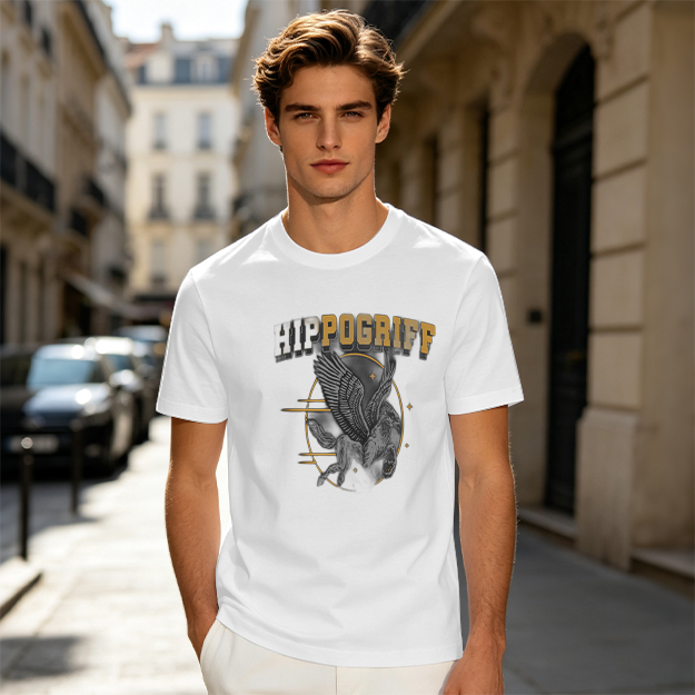 Olive Graphic T-Shirt Featuring Hippogriff Design