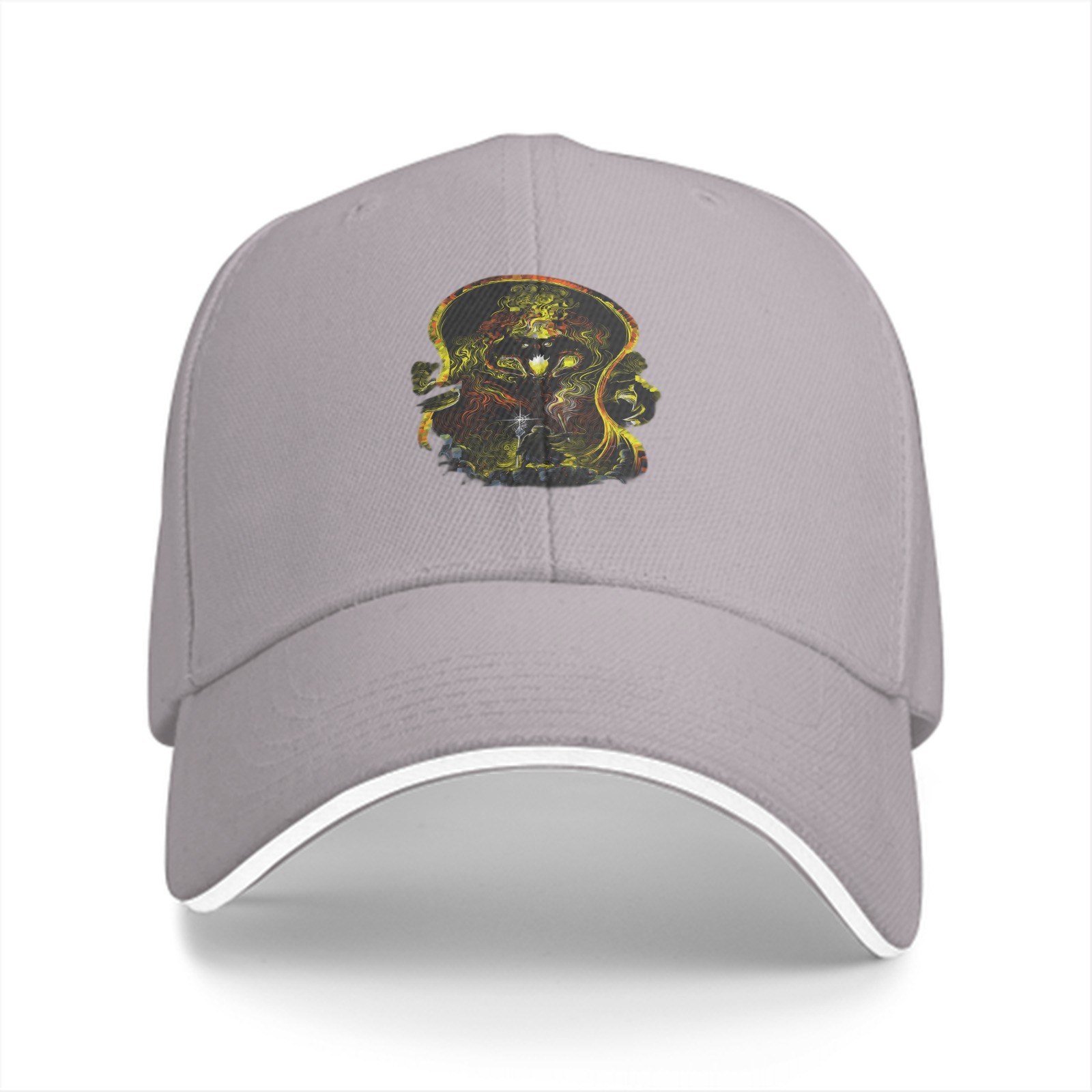 Black Baseball Cap With Abstract Golden Artwork Print
