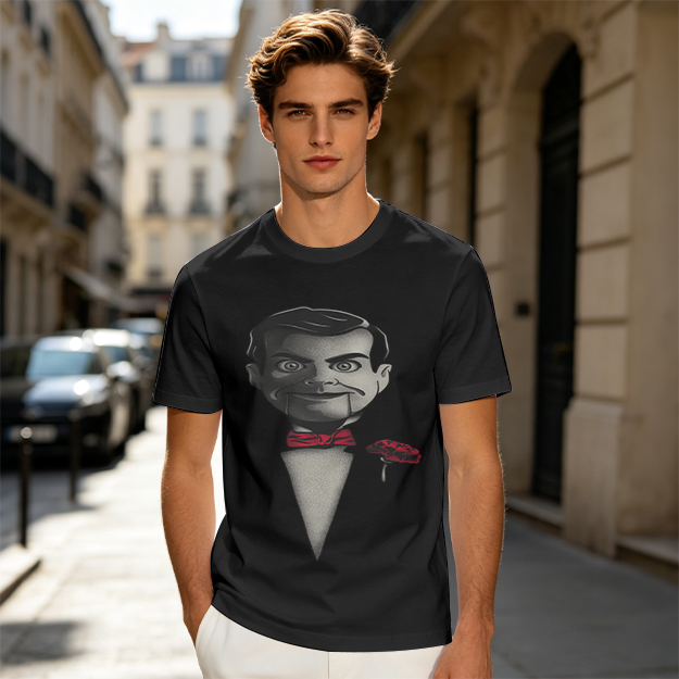 Olive T-Shirt With Ventriloquist Dummy Print