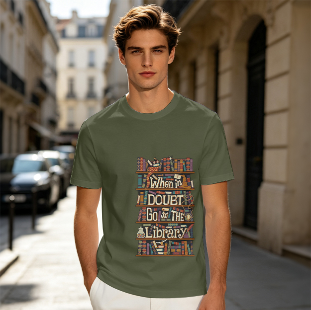 When in Doubt Go to the Library Bookshelf Graphic T-Shirt