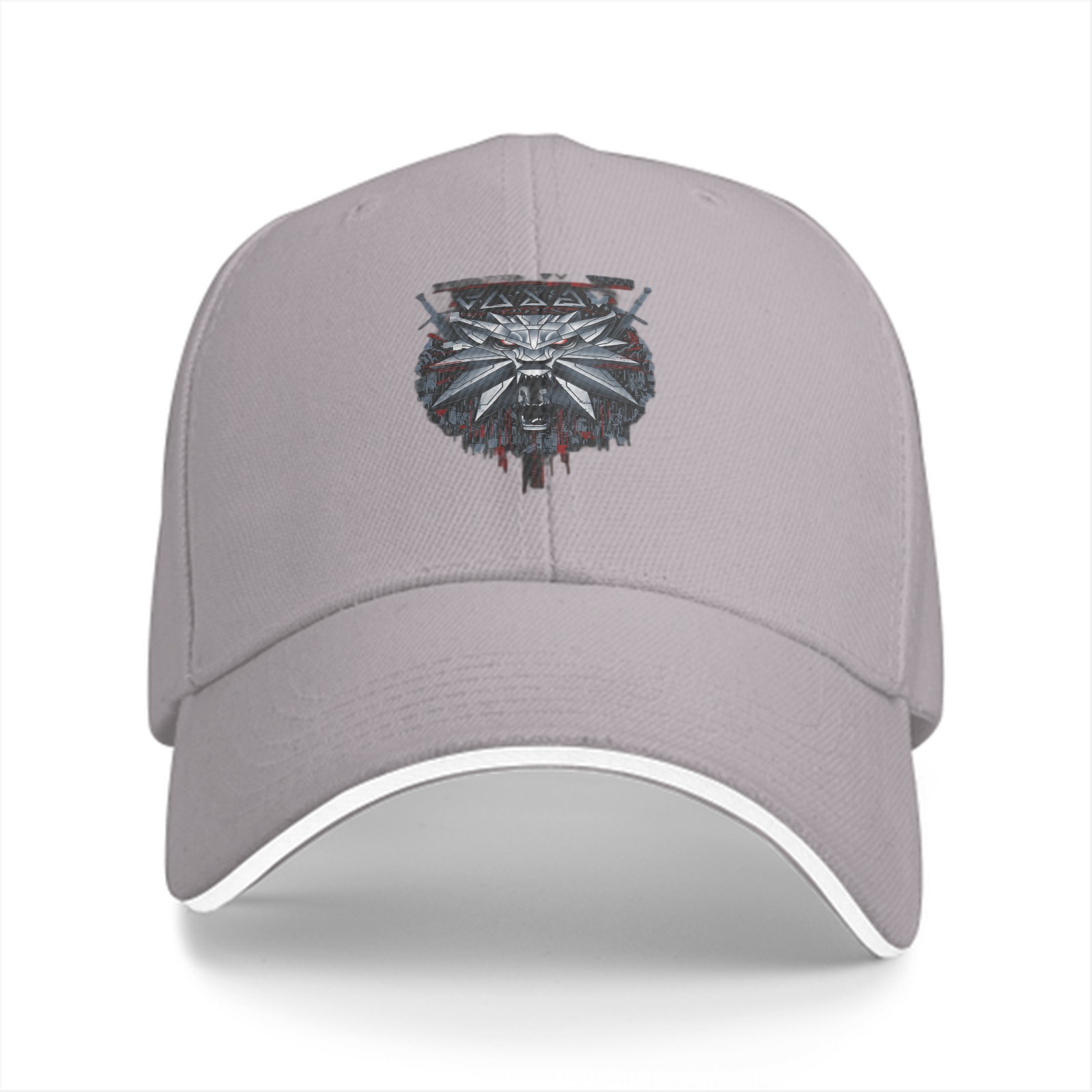 Black Baseball Cap With Witcher Wolf Medallion Graphic