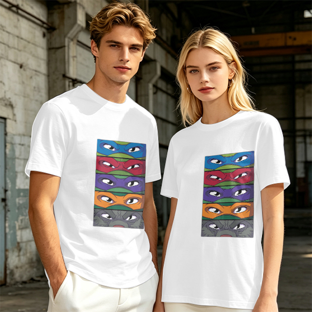 Olive T-Shirt with Teenage Mutant Ninja Turtles Masks Print