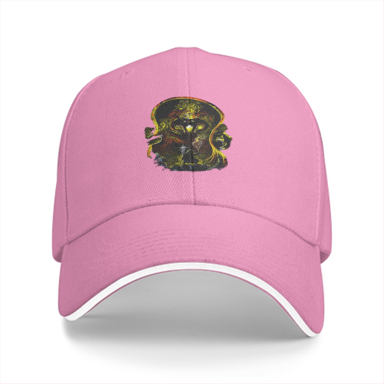 Black Baseball Cap With Abstract Golden Artwork Print