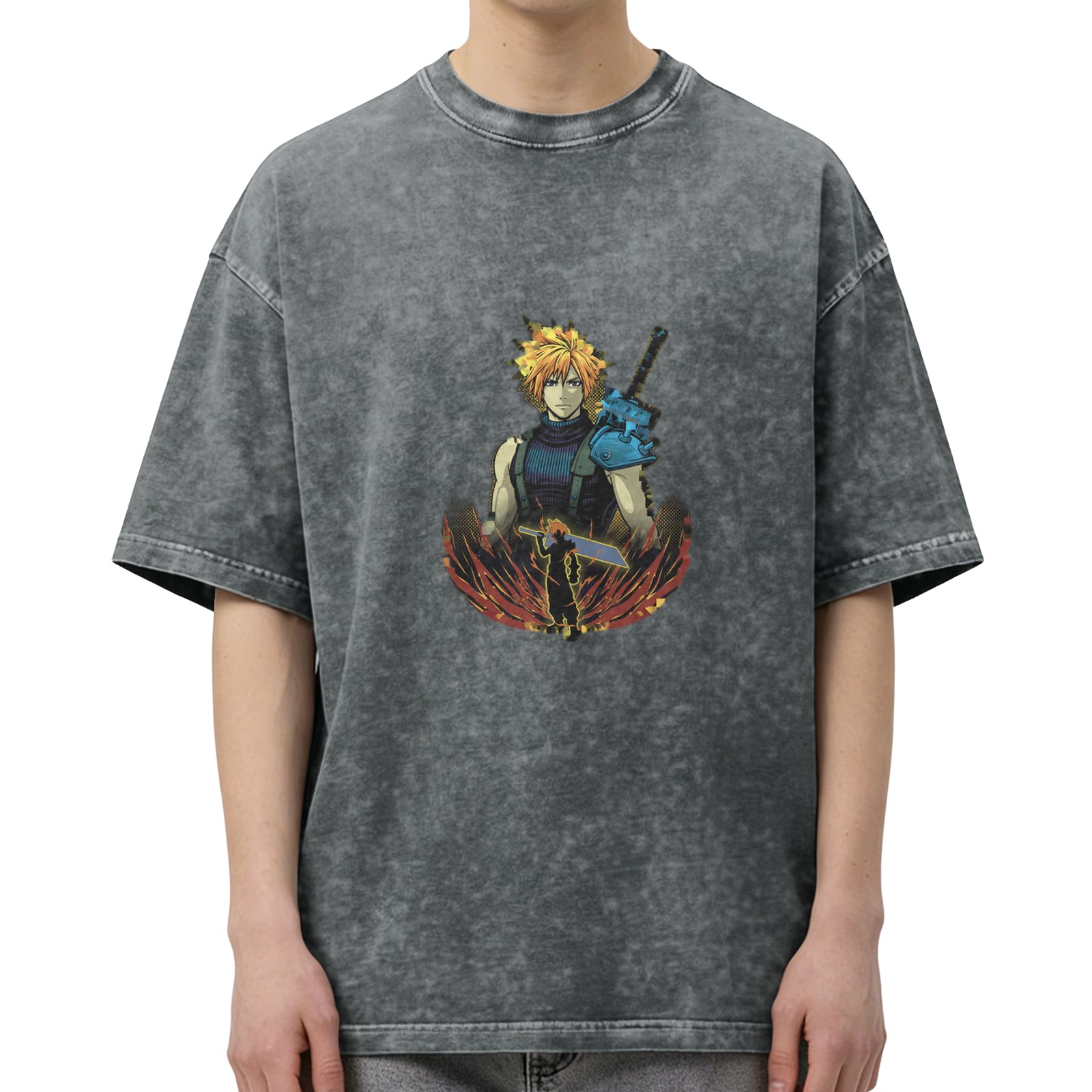 Final Fantasy VII Cloud Strife Graphic Stonewashed T-Shirt