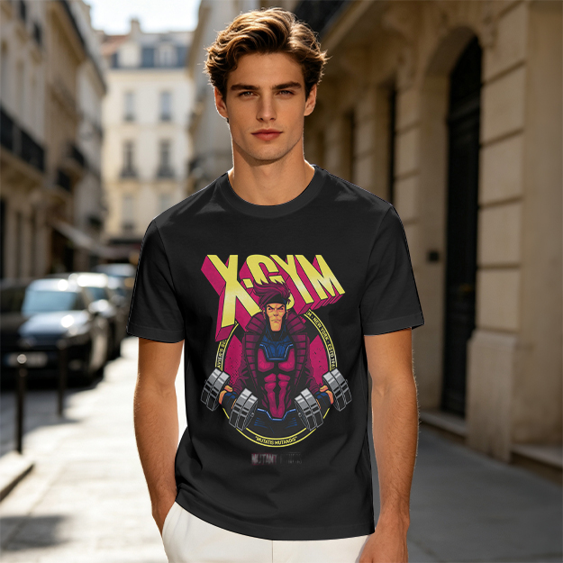 X-GYM Superhero Graphic Tee for Fitness Enthusiasts