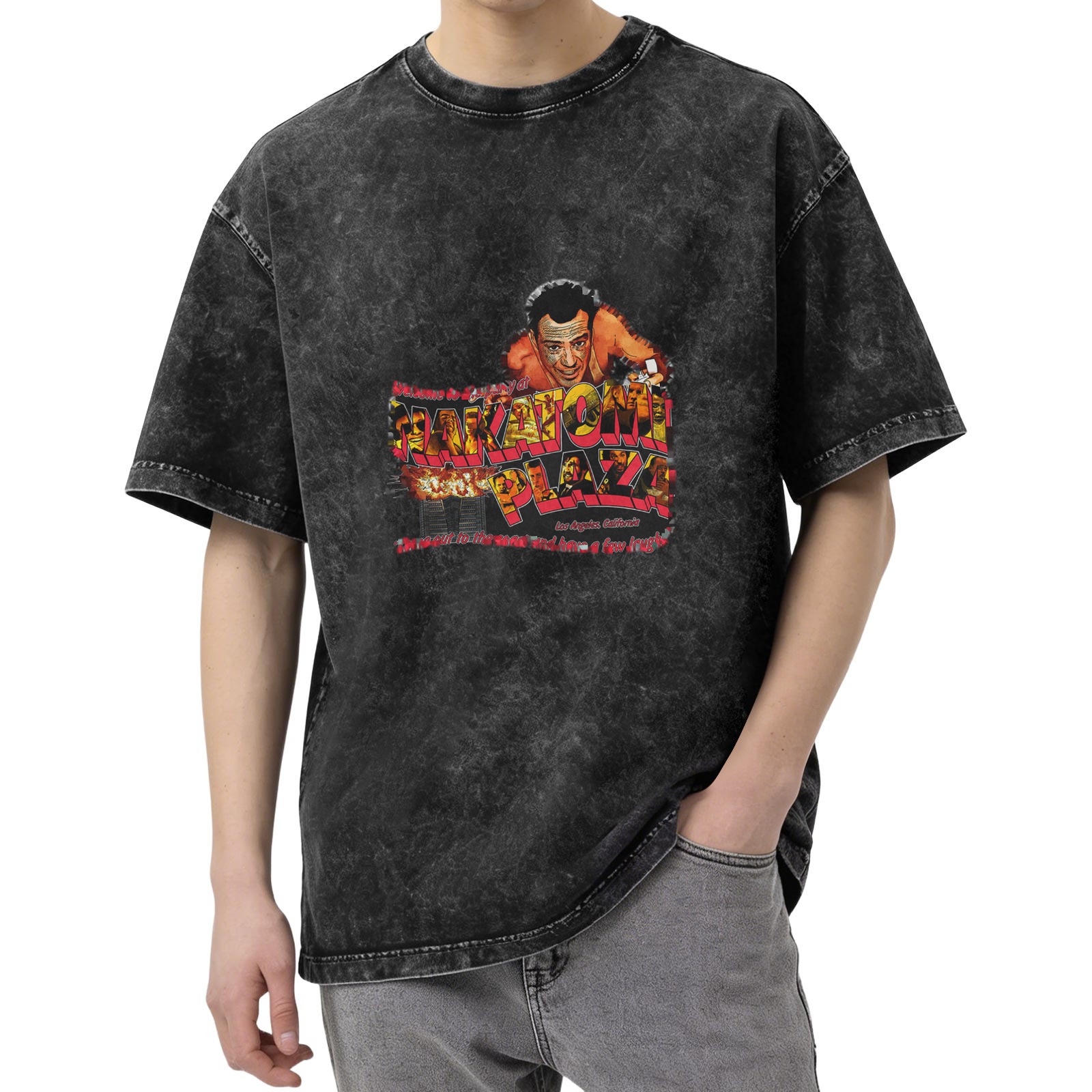 Die Hard Nakatomi Plaza Graphic Acid Wash T-Shirt
