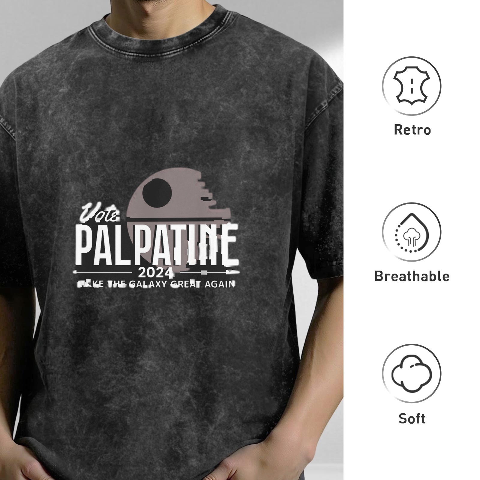 Vote Palpatine 2024 Make The Galaxy Great Again Acid Wash T-Shirt
