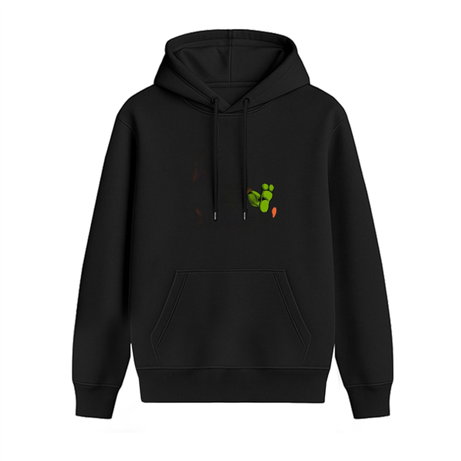 Black Hoodie With Green Footprint Graphic Design