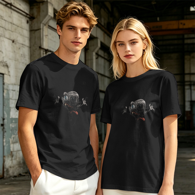 Olive Green T-Shirt With Crazy Cartoon Monster Print