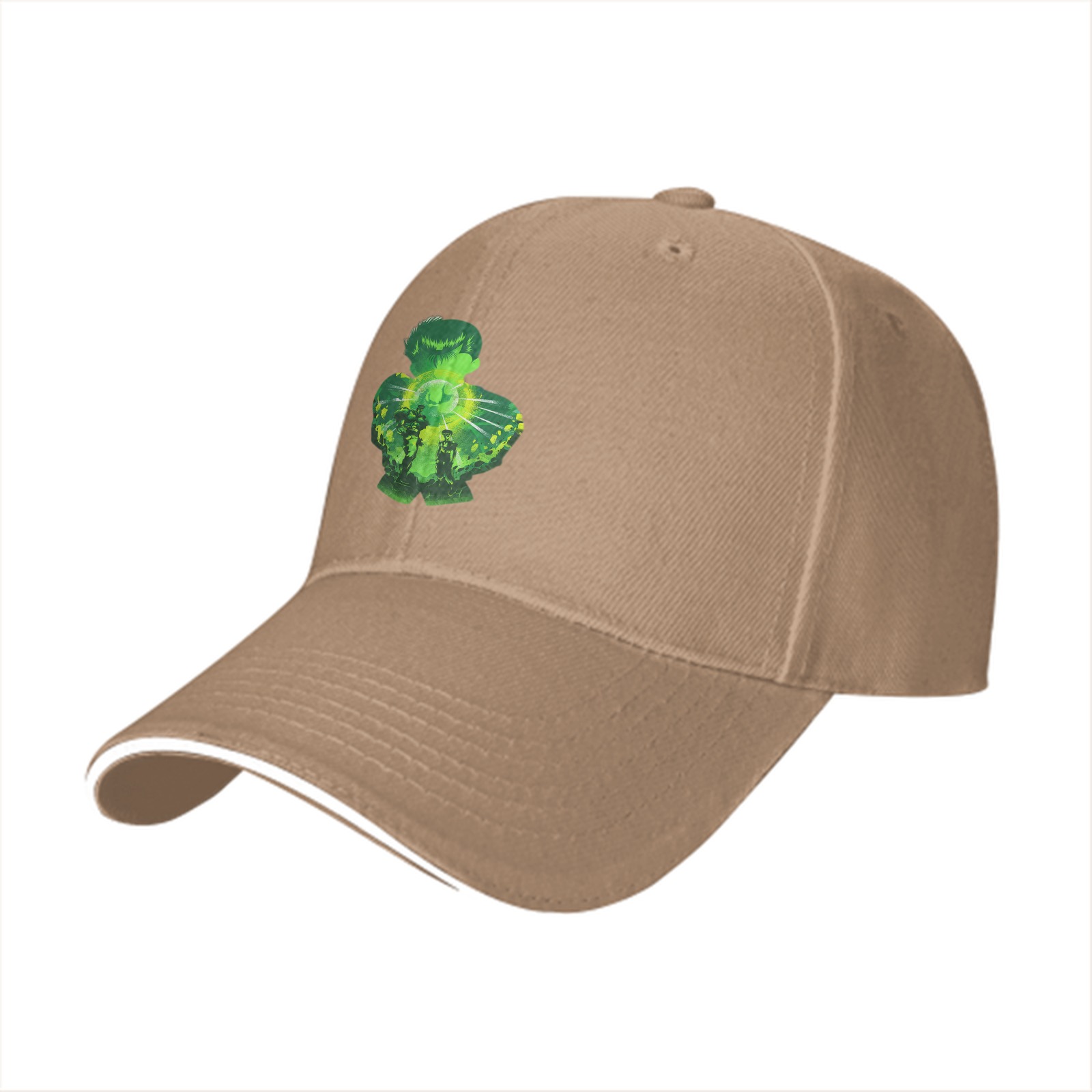 Black Baseball Cap With Green Clover Superhero Silhouette Art