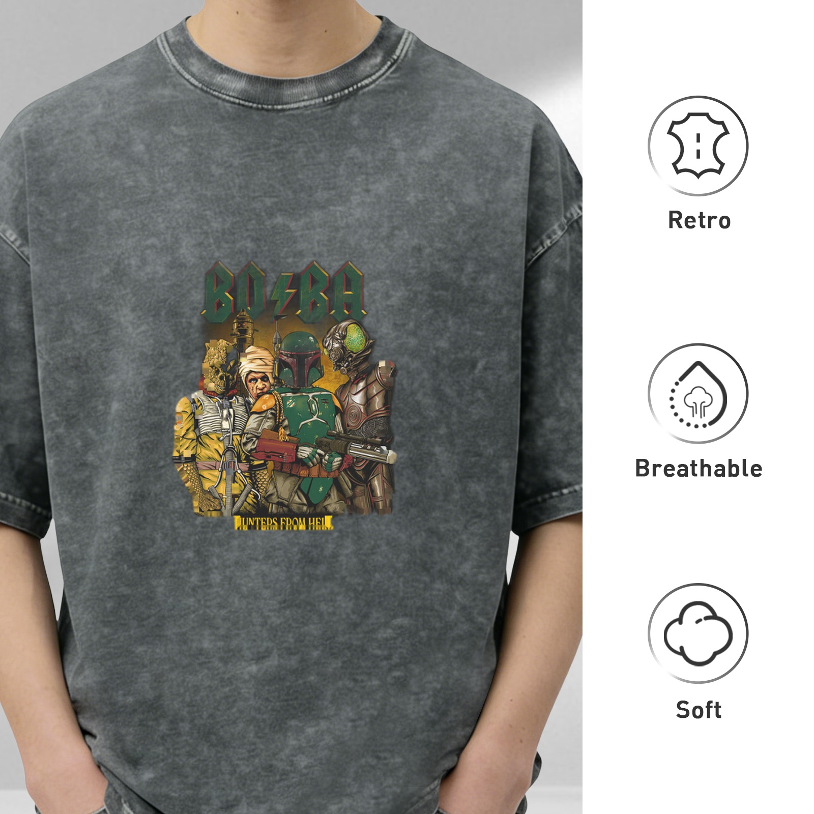 Star Wars Boba Fett Bounty Hunters Vintage Wash Graphic T-Shirt