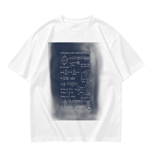 Olive Green T-Shirt with Science Math Formulas Print