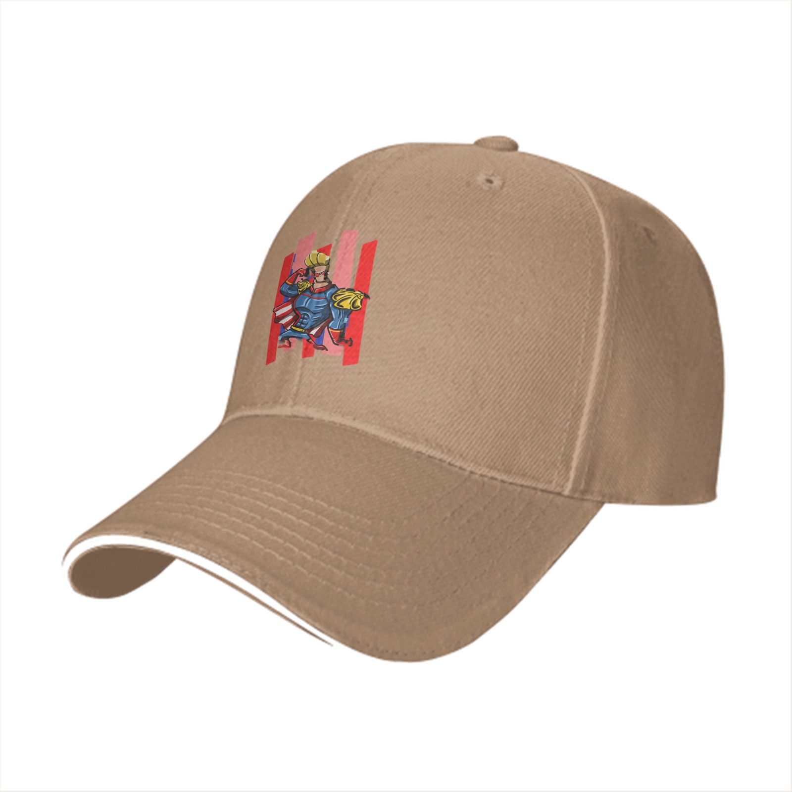 Black Baseball Cap With Superhero Character Graphic Print