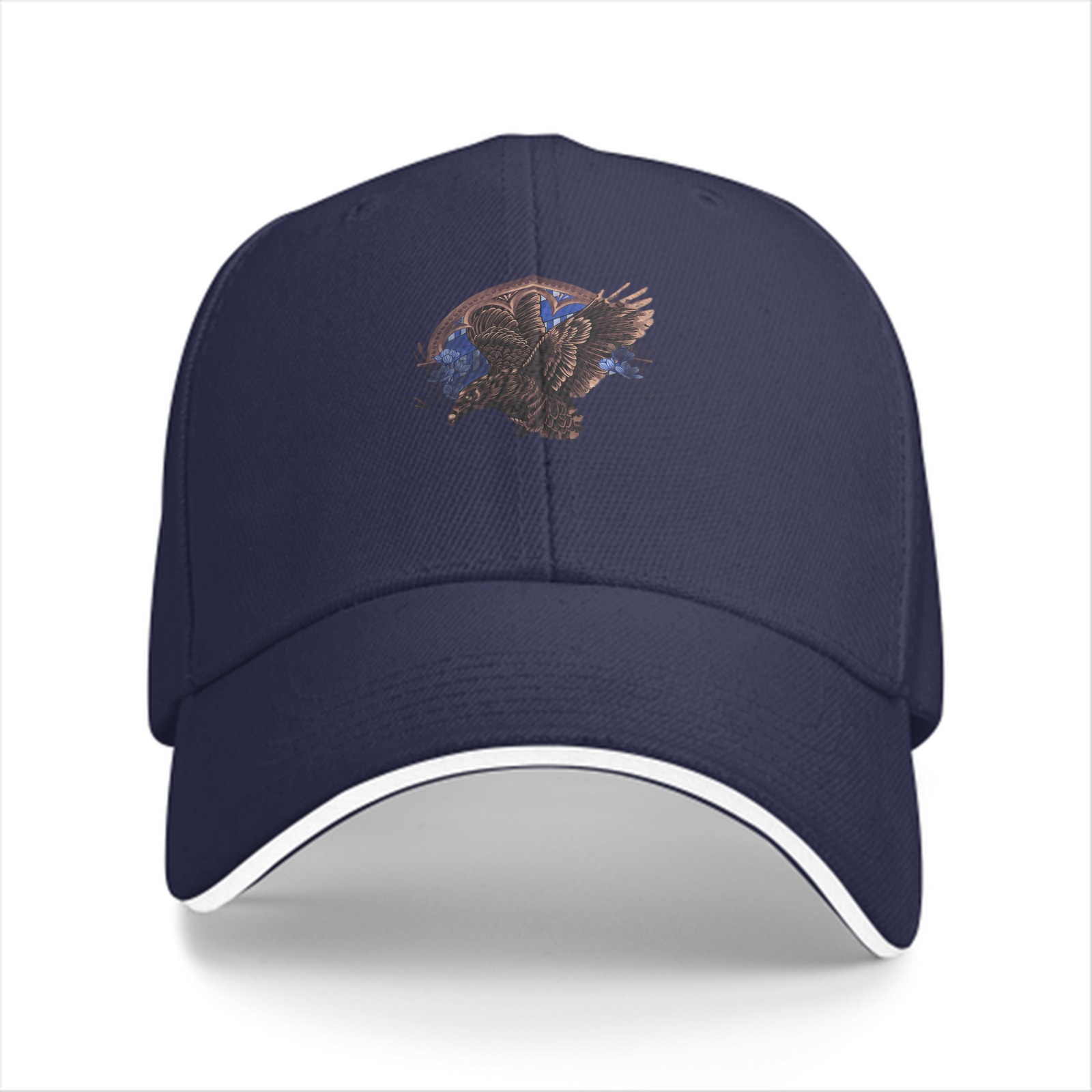 Black Baseball Cap With Detailed Eagle Graphic Print