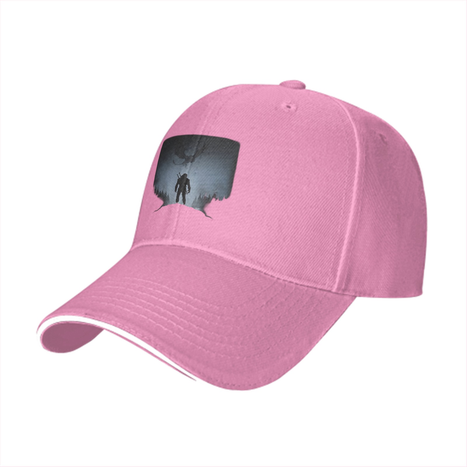 Black Baseball Cap With Witcher Monster Slayer Silhouette Art