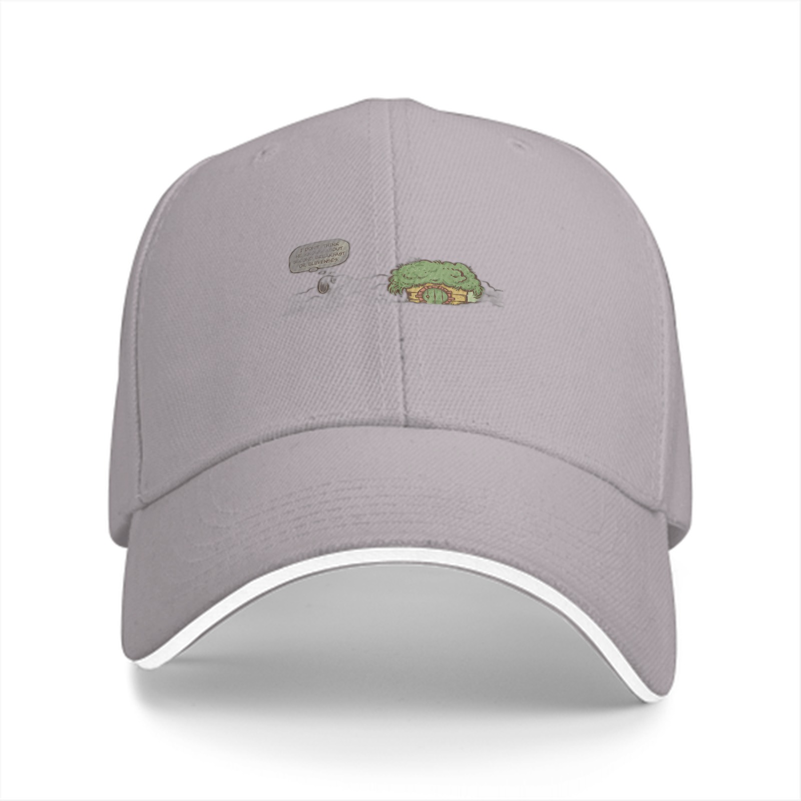Black Baseball Cap with Small Whimsical House Print