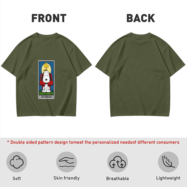 Olive T-Shirt with Snoopy The Beagle Tarot Card Graphic