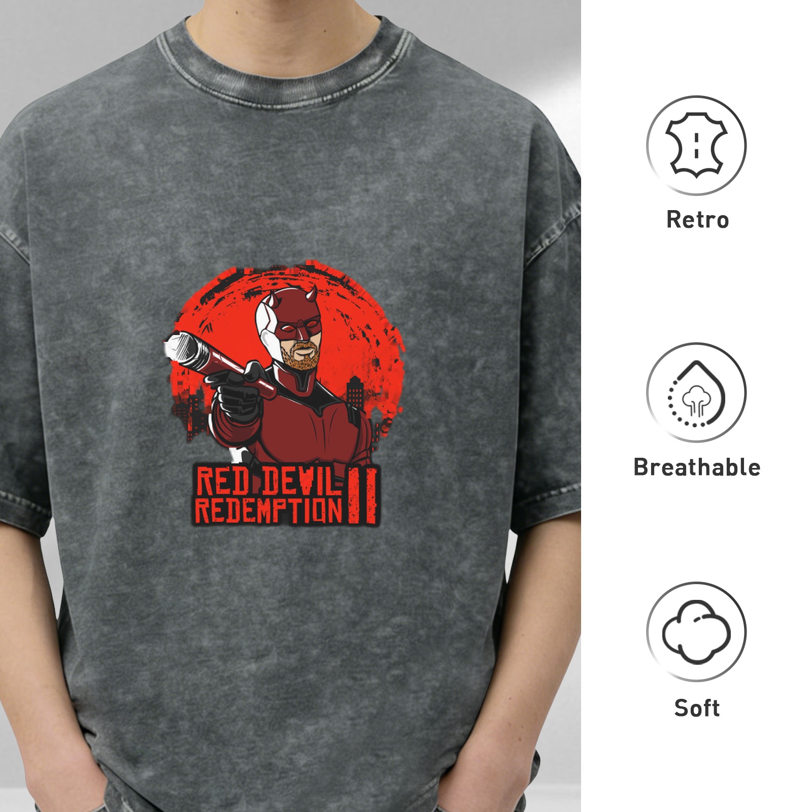 Red Devil Redemption II Graphic Vintage Wash T-Shirt