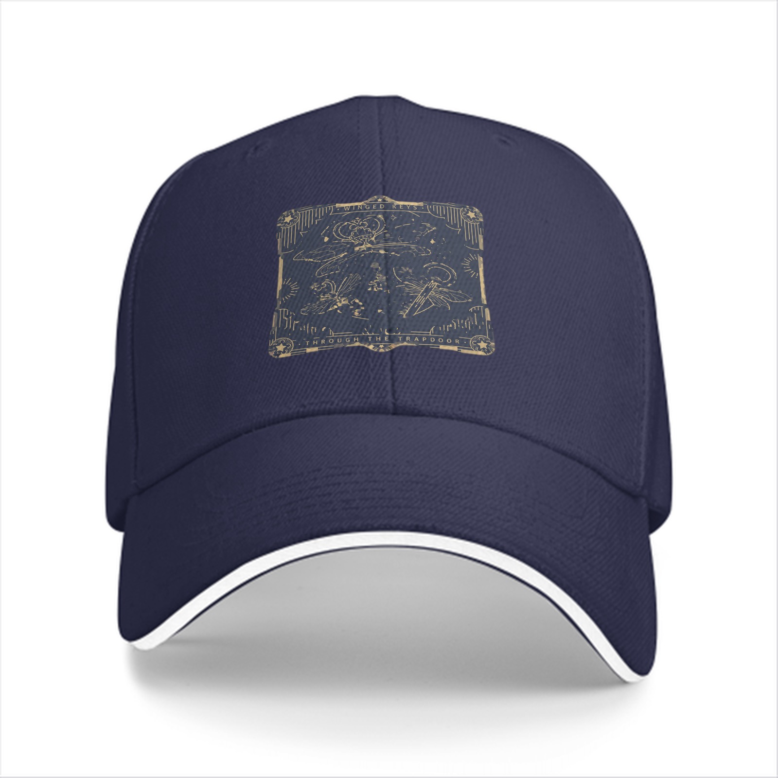 Black baseball cap with celestial line art patch