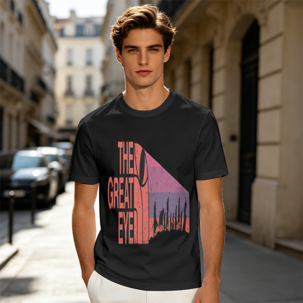 Olive T-Shirt with The Great Eye Sunset Graphic Print