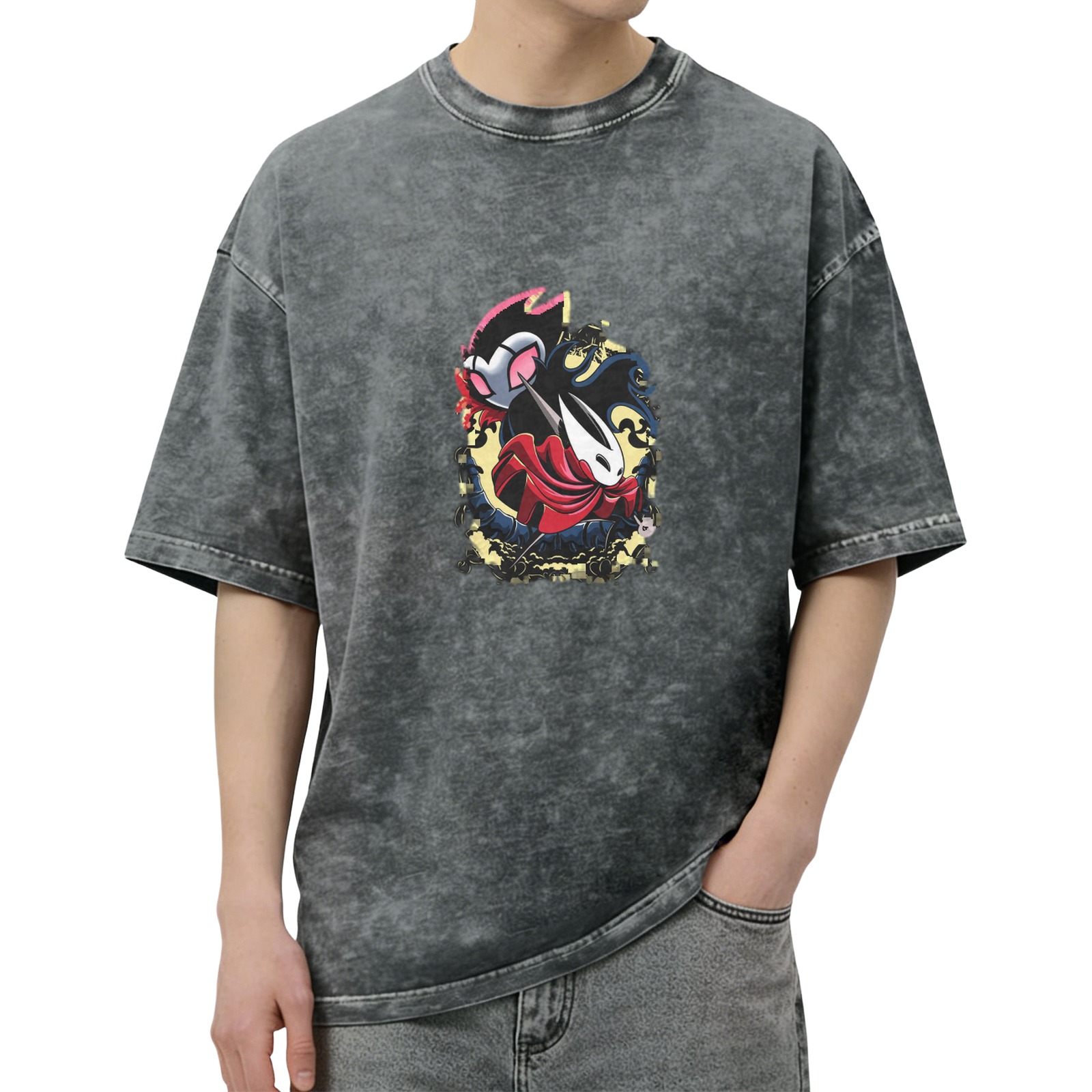 Hollow Knight Graphic Washed Black Short Sleeve T-Shirt