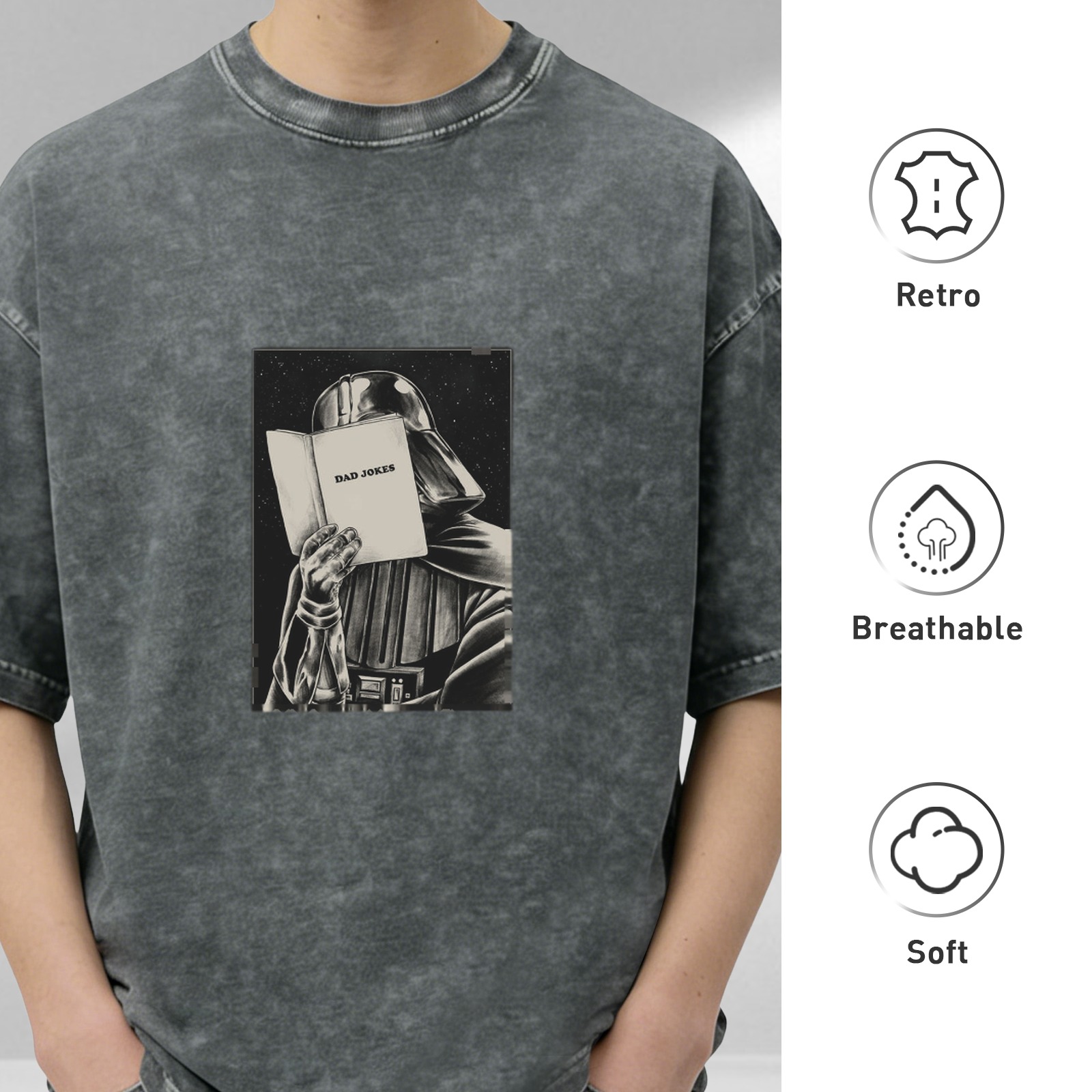 Darth Vader Reading Dad Jokes Vintage Wash T-Shirt