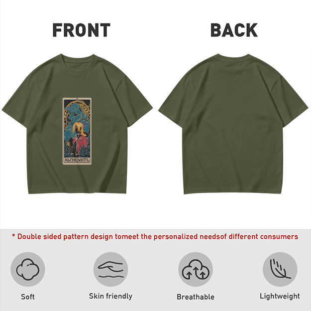 Olive T-Shirt with Fullmetal Alchemist Tarot Card Style Print