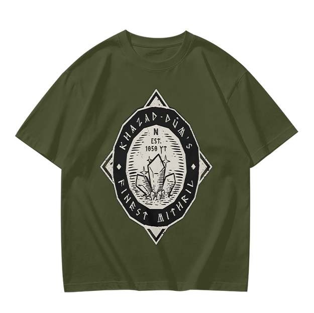 Olive Green T-Shirt with Khazad-dum's Finest Mithril Print