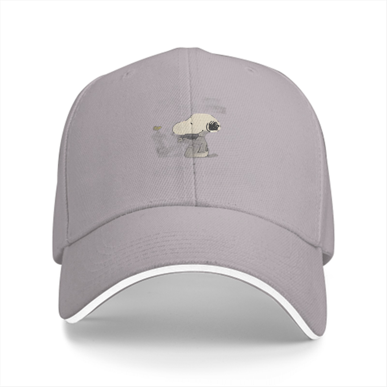Black baseball cap with Snoopy and Woodstock graphic