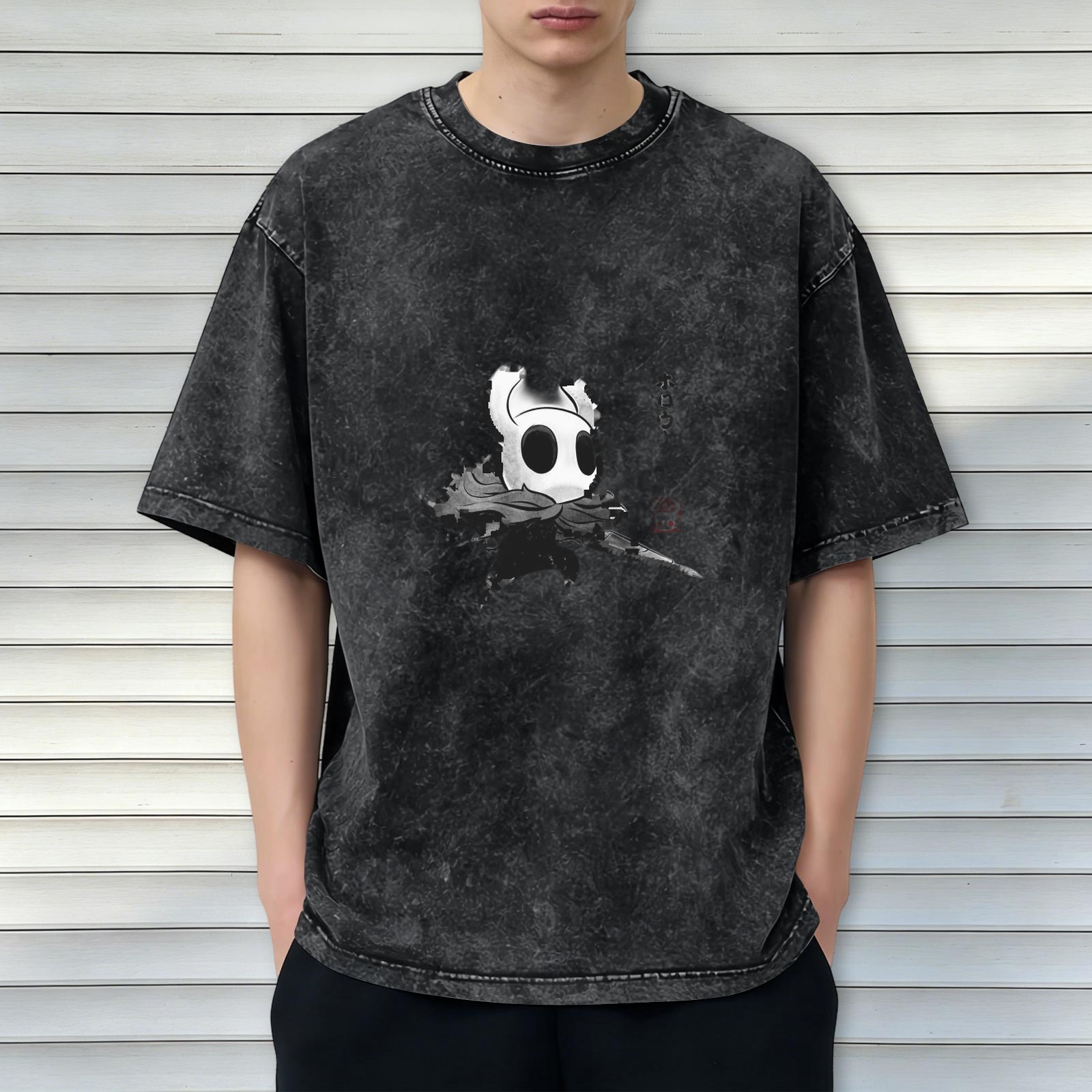 Hollow Knight Graphic Washed Black Oversized T-Shirt