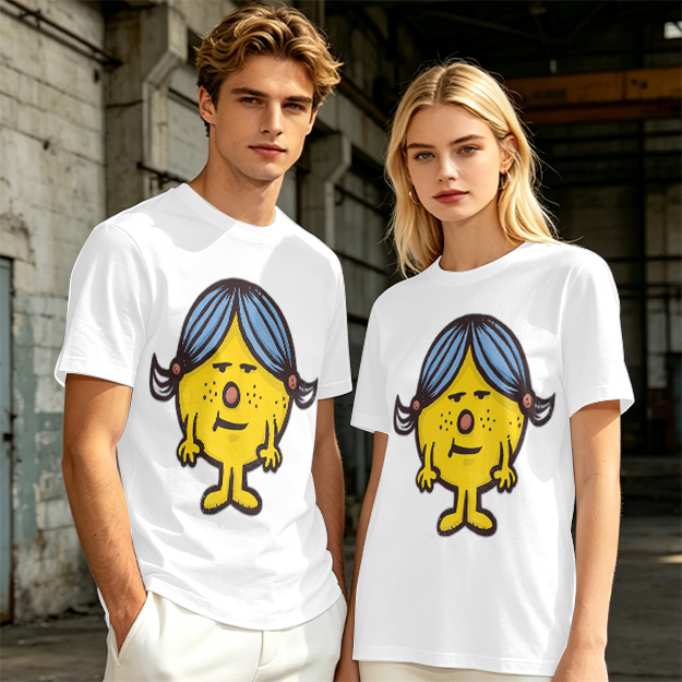 Olive Green T-Shirt With Grumpy Yellow Cartoon Girl Print