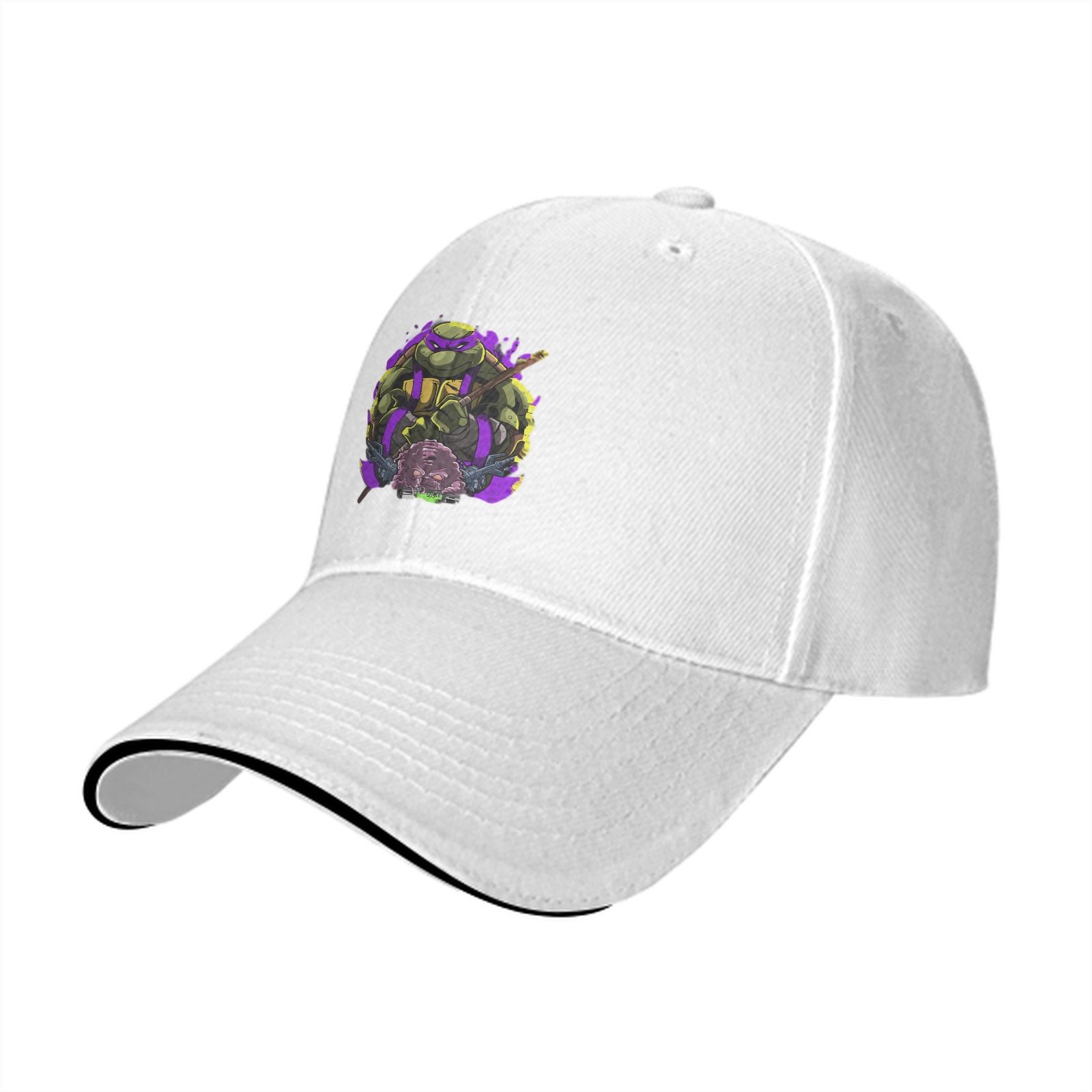 Black Baseball Cap With Purple Ninja Turtle Graphic