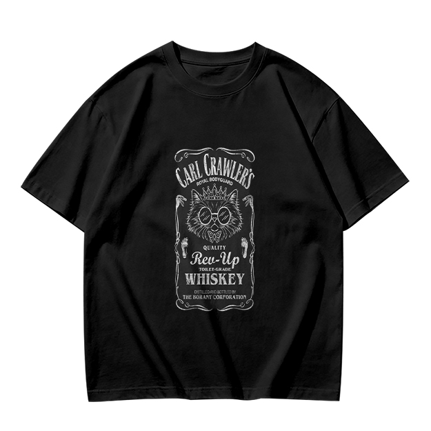 Olive T-Shirt with Carl Crawler's Whiskey Cat Graphic Print
