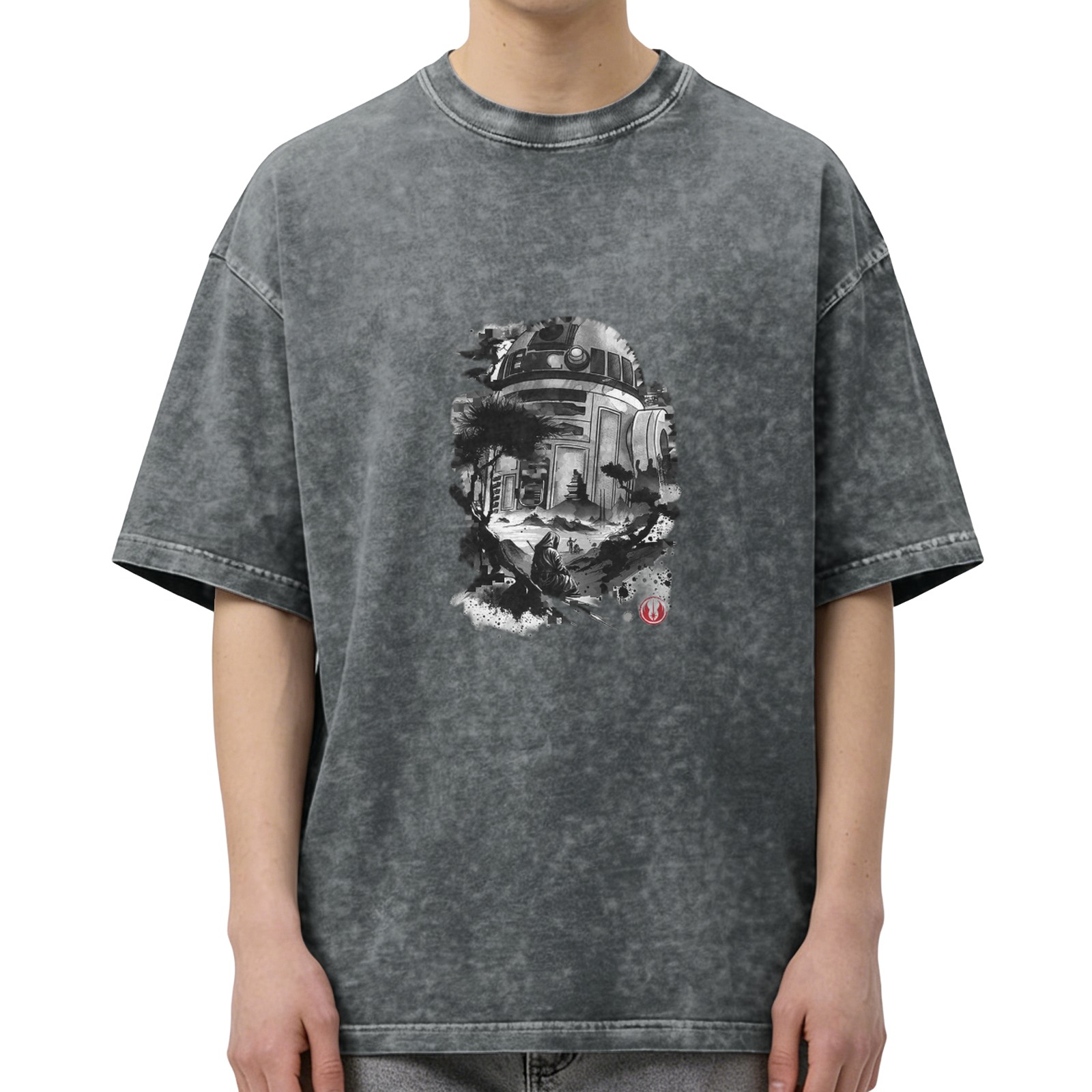 Star Wars R2-D2 Graphic Acid Wash Cotton T-Shirt