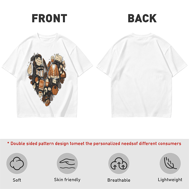 Olive Green T-Shirt With Fall Themed Heart Shaped Graphic