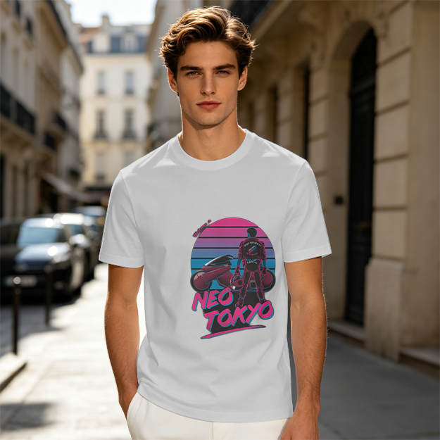 Neo Tokyo Synthwave Biker Graphic T-Shirt