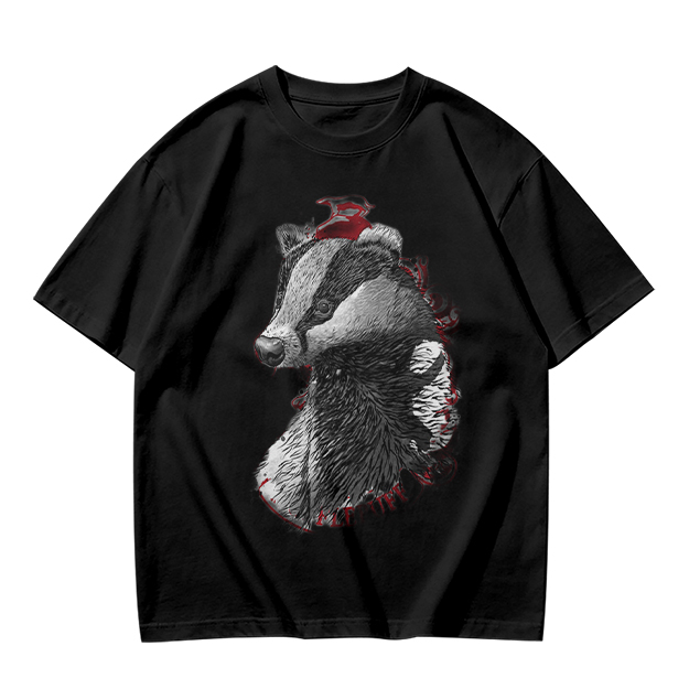 Olive Green T-Shirt With Detailed Badger Graphic Print