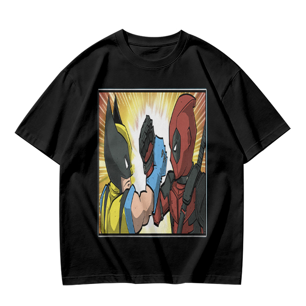 Wolverine and Deadpool Fist Bump Graphic T-Shirt