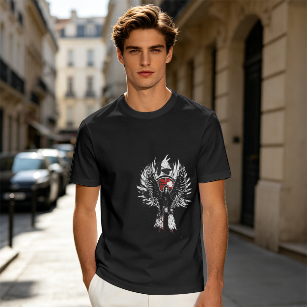 Olive T-Shirt With Winged Warrior Graphic Print