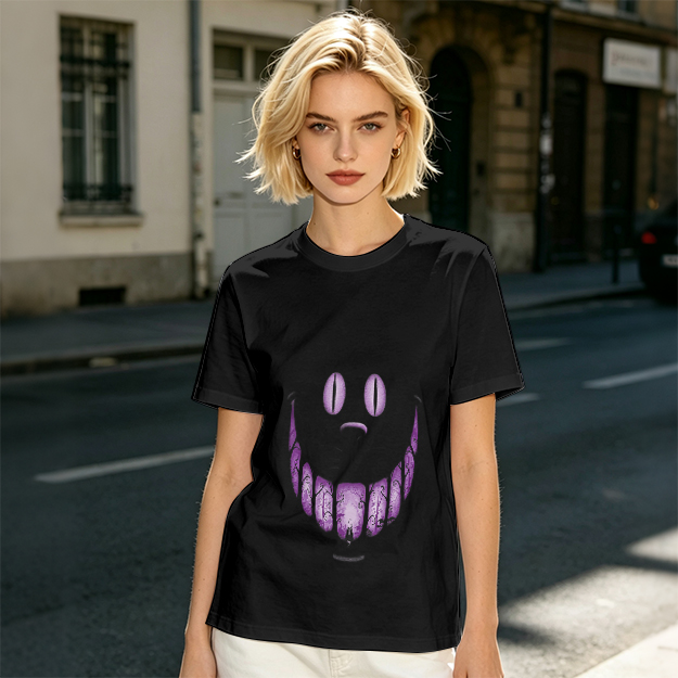 Olive T-Shirt With Purple Monster Face Graphic Print