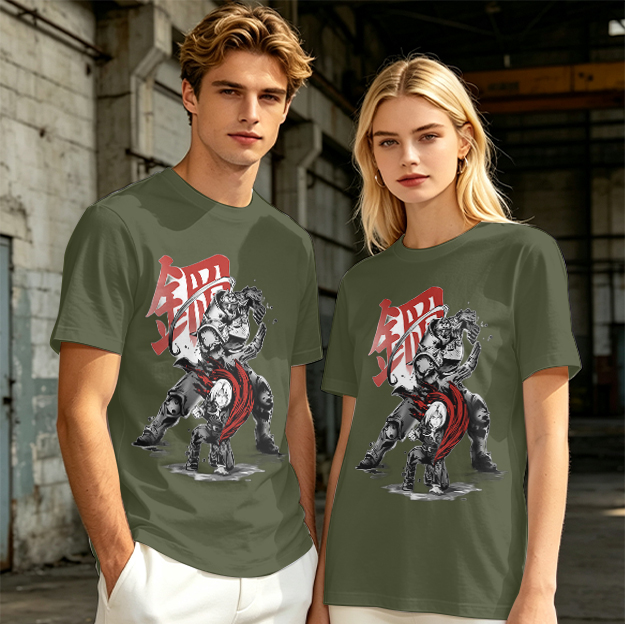 Olive T-shirt with Fullmetal Alchemist Character Art Print