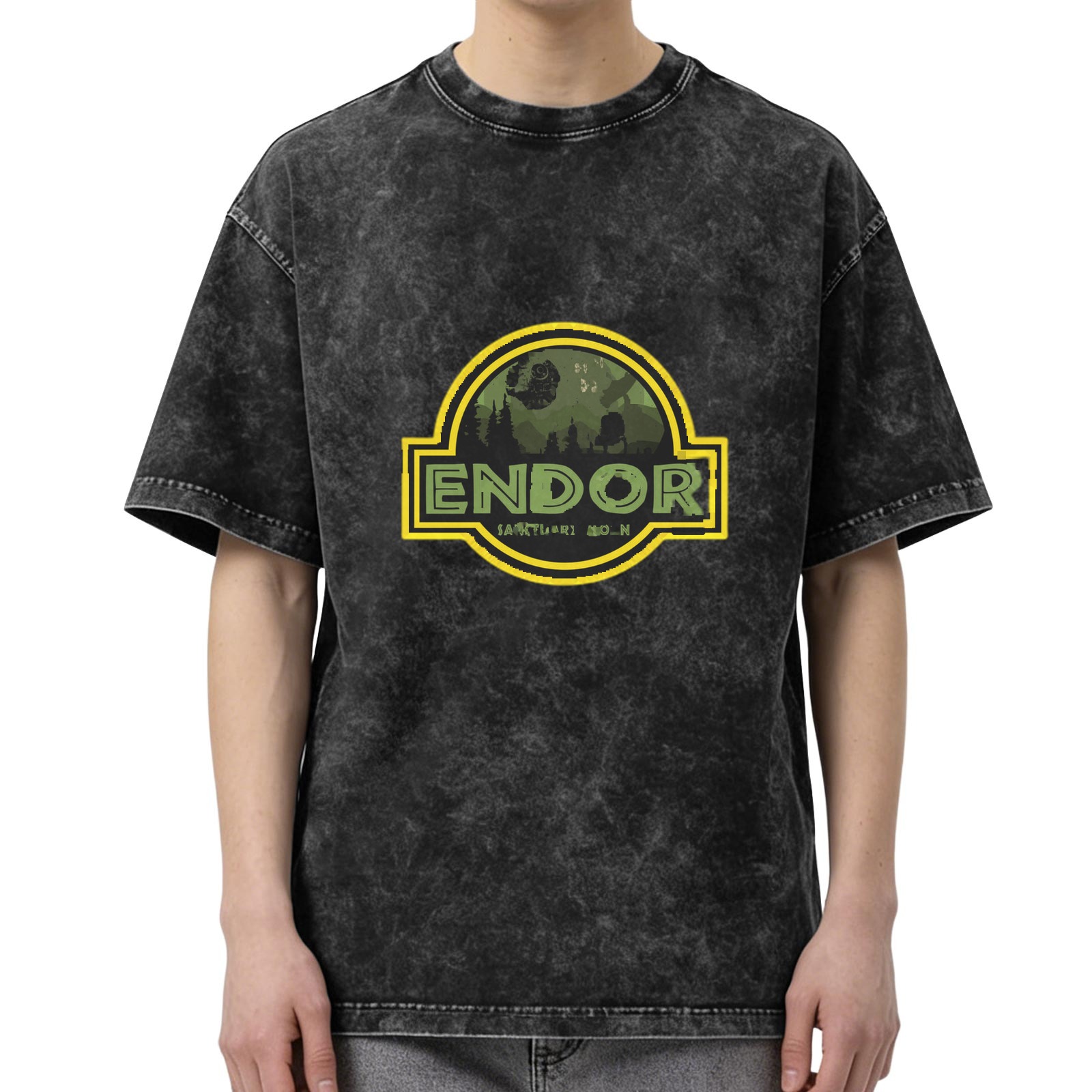 Washed Black Star Wars Endor Graphic T-Shirt