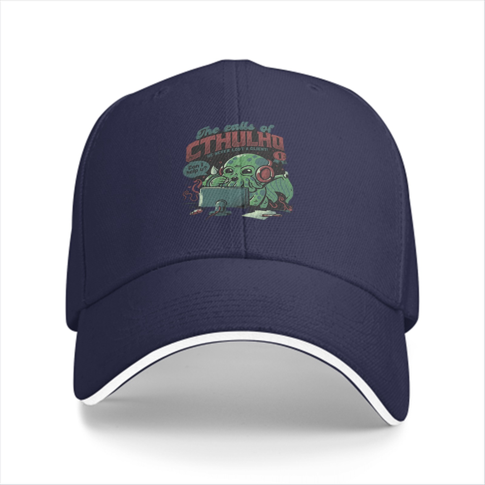 Black Baseball Cap With Cthulhu Gamer Graphic Print