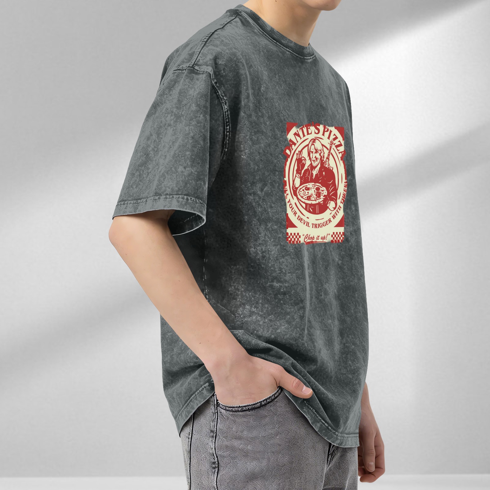 Dante's Pizza Devil Trigger Vintage Washed Graphic T-Shirt