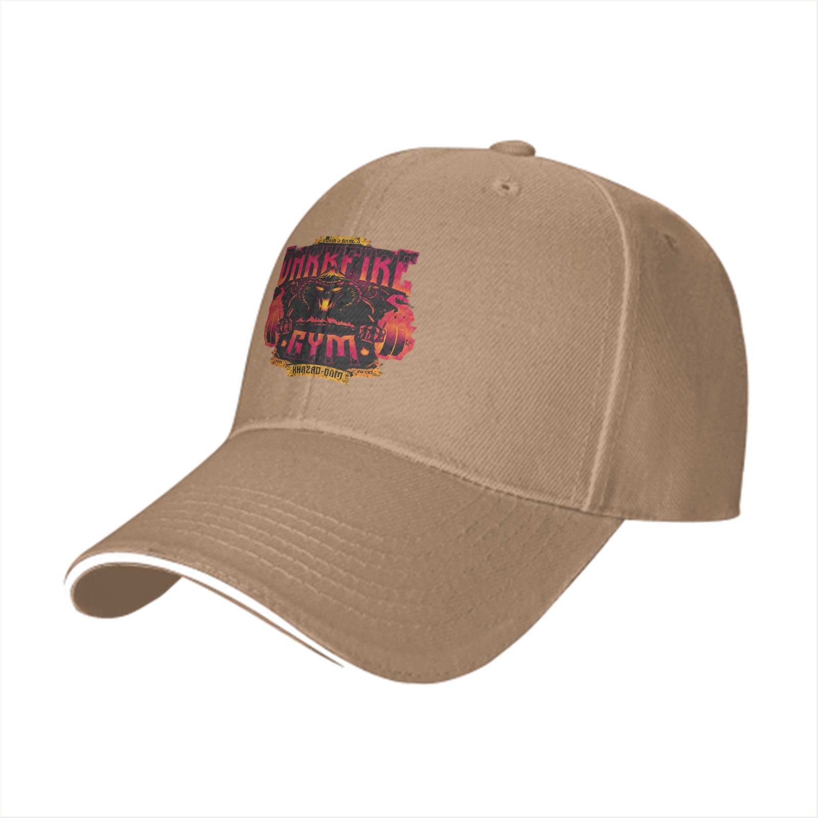 Black baseball cap with Darkfire Gym Khazad-dam graphic print