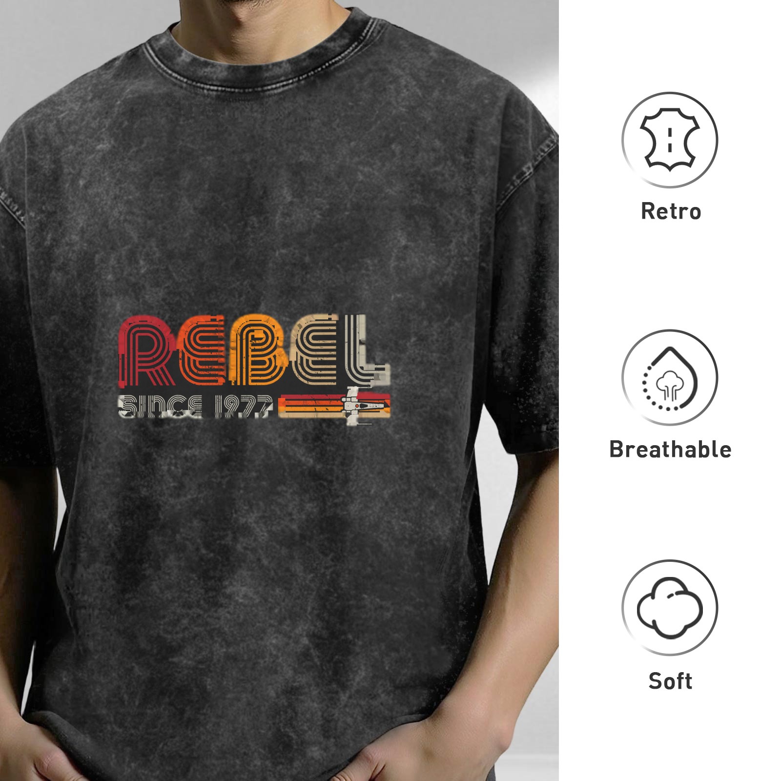 Rebel Since 1977 Vintage Stonewashed Graphic T-Shirt