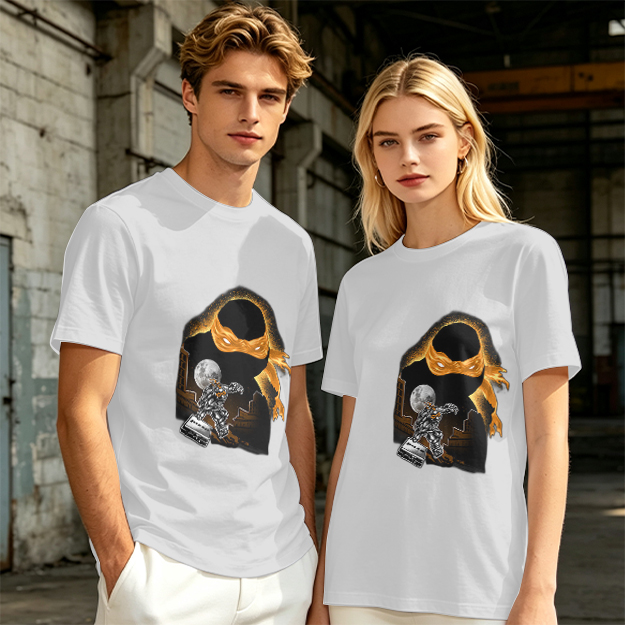 Olive T-Shirt with Orange Masked Ninja Turtle Graphic