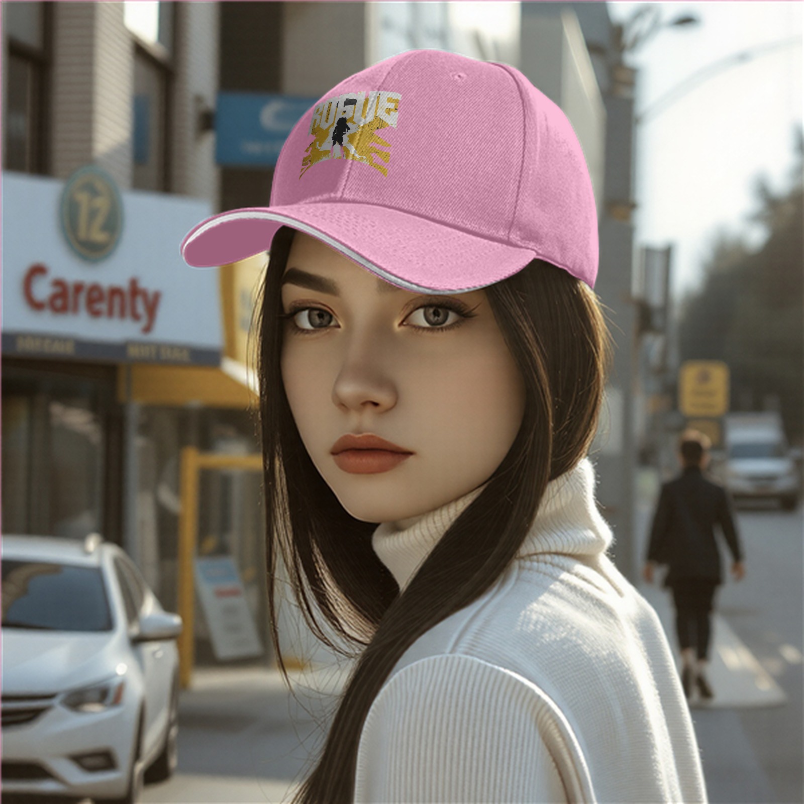 Black baseball cap with ROGUE text and silhouette graphic