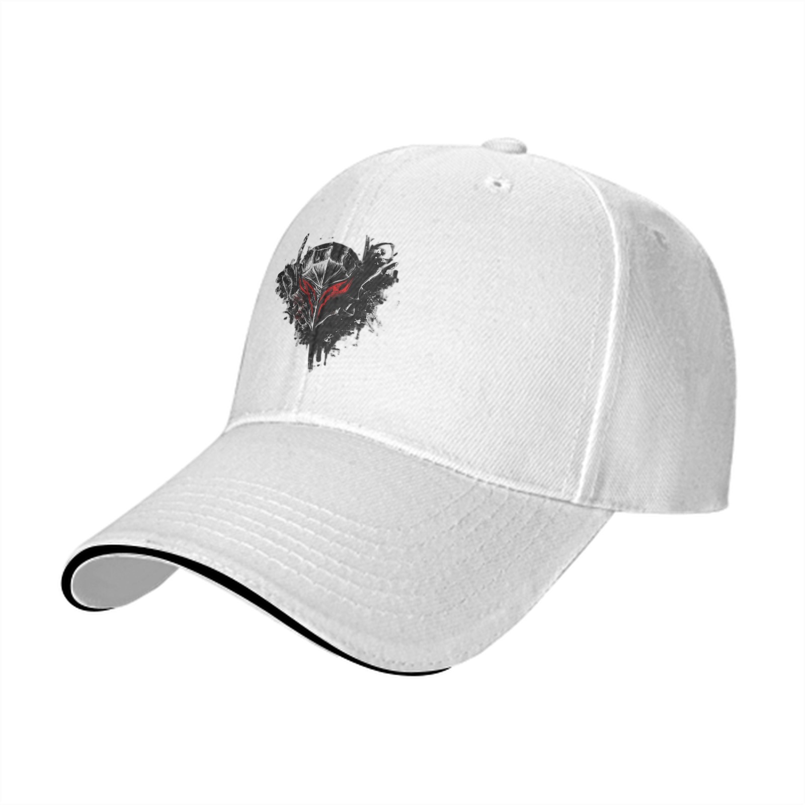 Black Baseball Cap With Dark Fantasy Helmet Graphic
